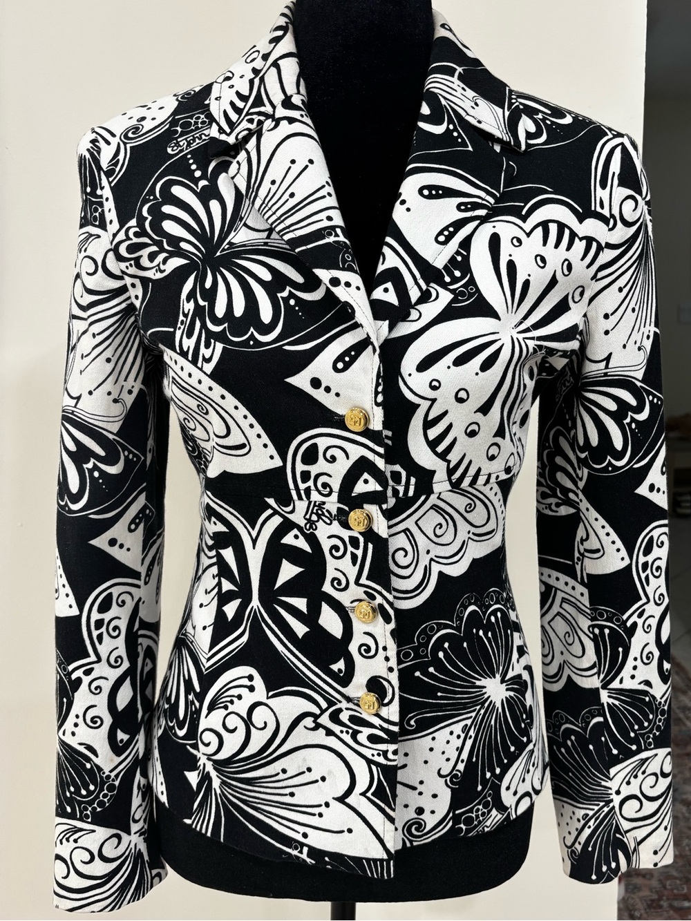 St. John Sport by Marie Gray Black & White Butterfly-Print Blazer